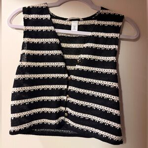 Black and White Crochet Knit Vest